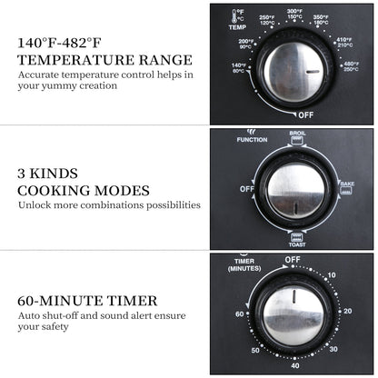Four à griller simple avec capacité de 20 litres, four à griller compact pour comptoir, facile à contrôler avec minuterie et réglages pour griller, cuire et faire des toasts.