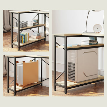 Bureau en forme de L avec étagères de rangement, bureau d'ordinateur d'angle.