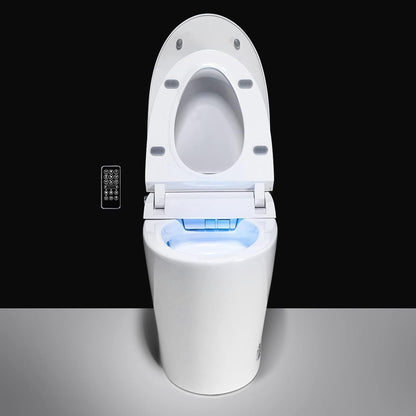 Toilettes intelligentes, toilettes-bidet monobloc pour salles de bain, toilettes modernes allongées avec eau chaude, double chasse d'eau automatique, fonctionnement par capteur de pied.