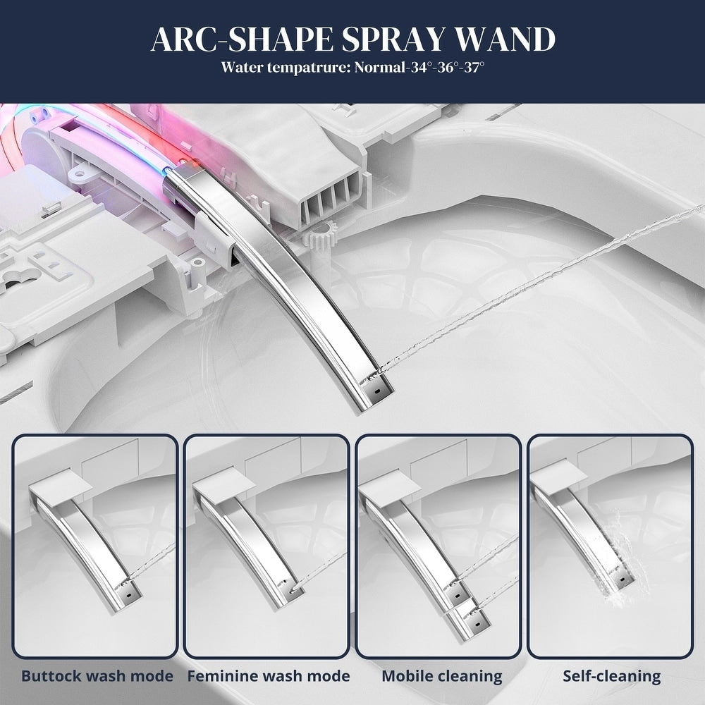 Toilettes intelligentes, toilettes-bidet monobloc pour salles de bain, toilettes modernes allongées avec eau chaude, double chasse d'eau automatique, fonctionnement par capteur de pied.