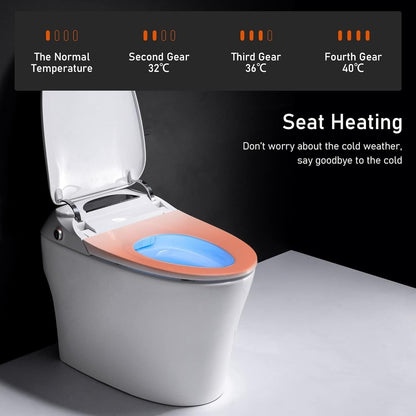 Toilettes intelligentes, toilettes-bidet monobloc pour salles de bain, toilettes modernes allongées avec eau chaude, double chasse d'eau automatique, fonctionnement par capteur de pied.