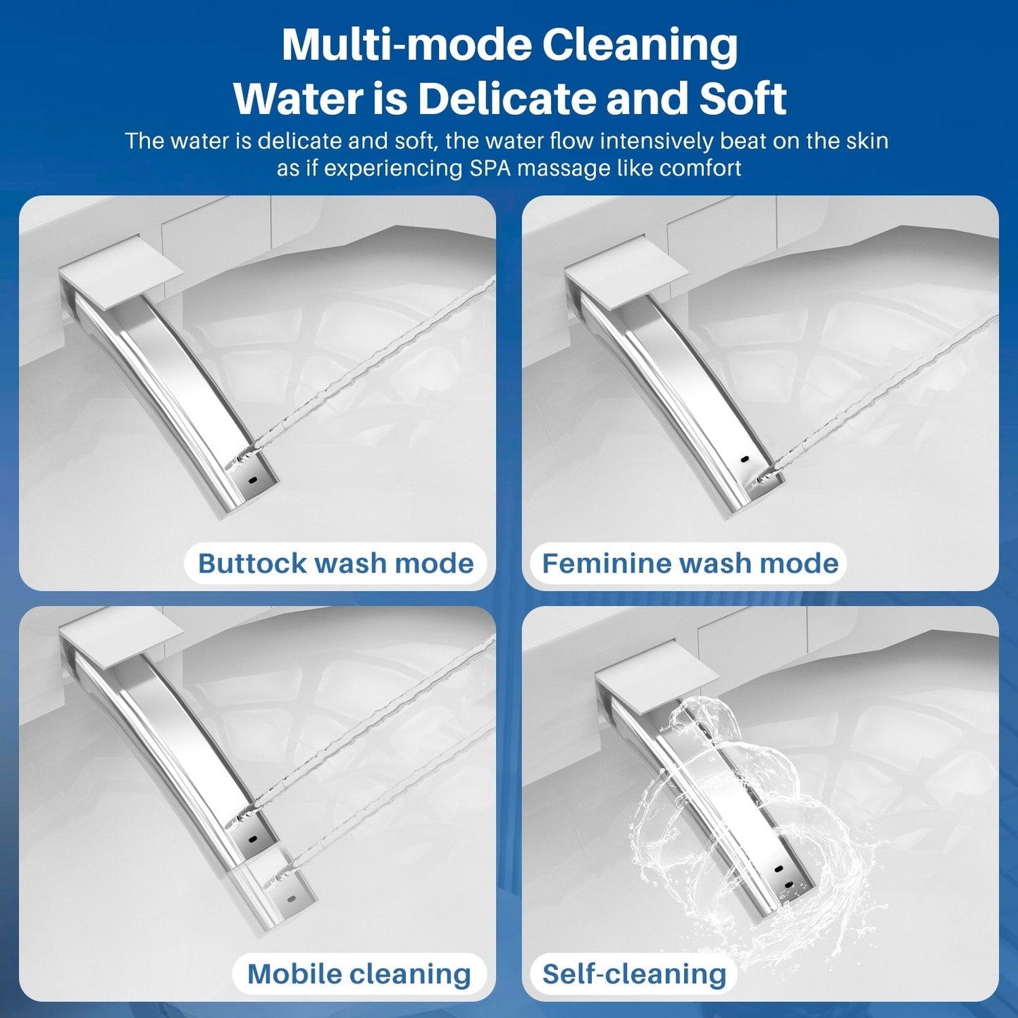 Toilettes intelligentes, toilettes-bidet monobloc pour salles de bain, toilettes modernes allongées avec eau chaude, double chasse d'eau automatique, fonctionnement par capteur de pied.