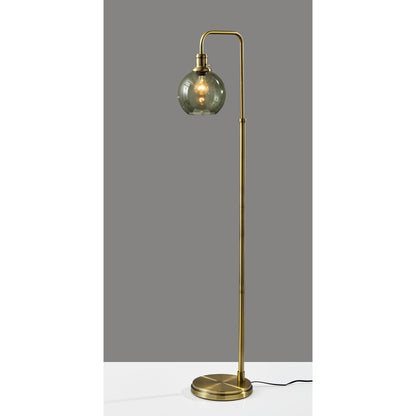 Smoked Glass Floor Lamp - Brass