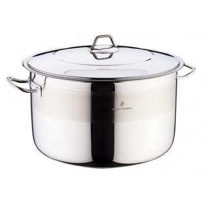 Grande marmite à fond profond Sofram en acier inoxydable 18/10 avec couvercle