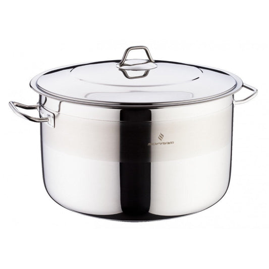 Grande marmite à fond profond Sofram en acier inoxydable 18/10 avec couvercle