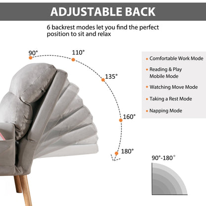 Fauteuil de salon confortable en tissu avec dossier et repose-pieds réglables.