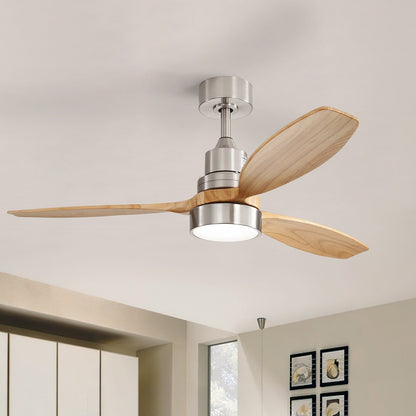 Ventilateur de plafond intérieur en bois Sofucor 52 avec télécommande, éclairage intégré en option.