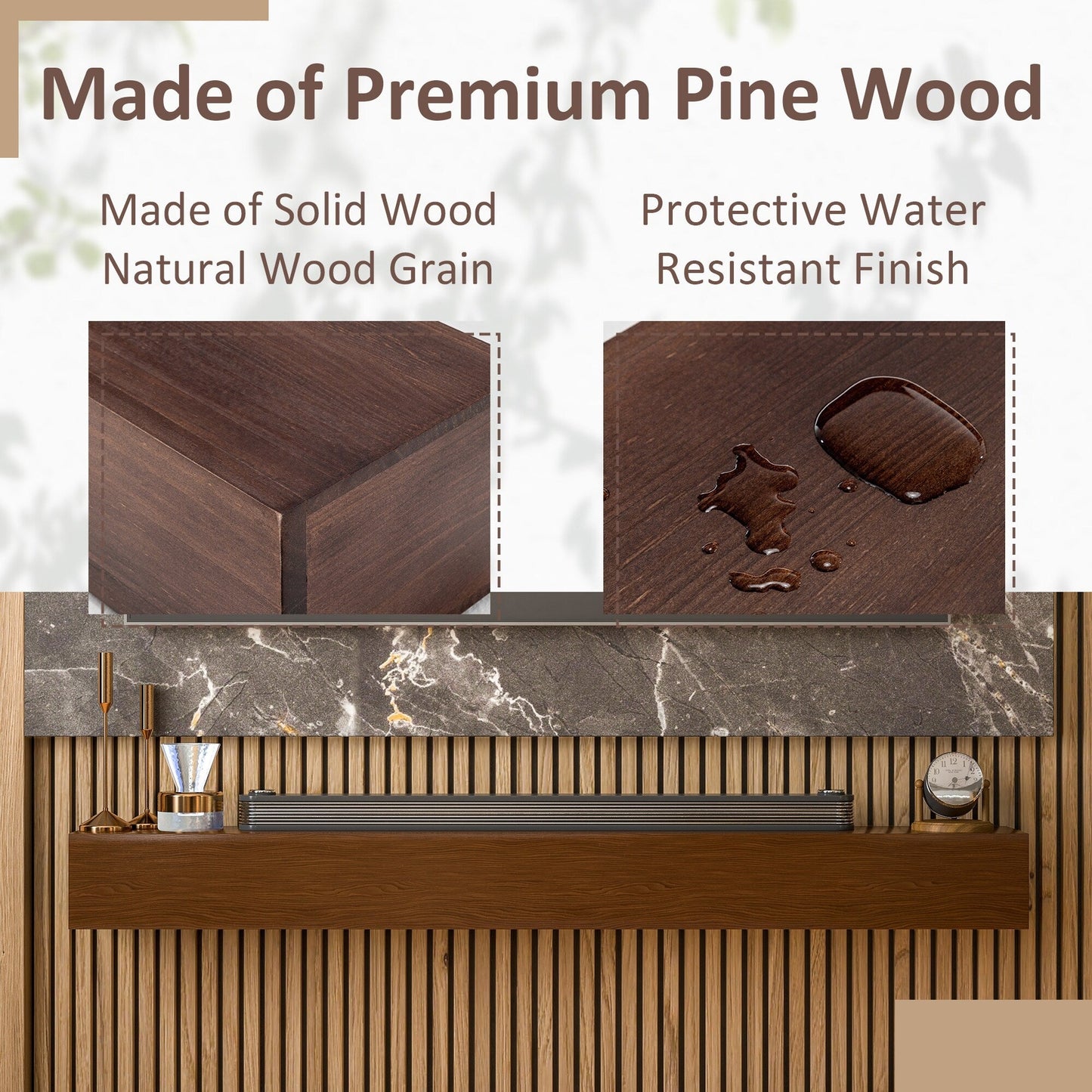 Étagère murale flottante pour manteau de cheminée en pin massif