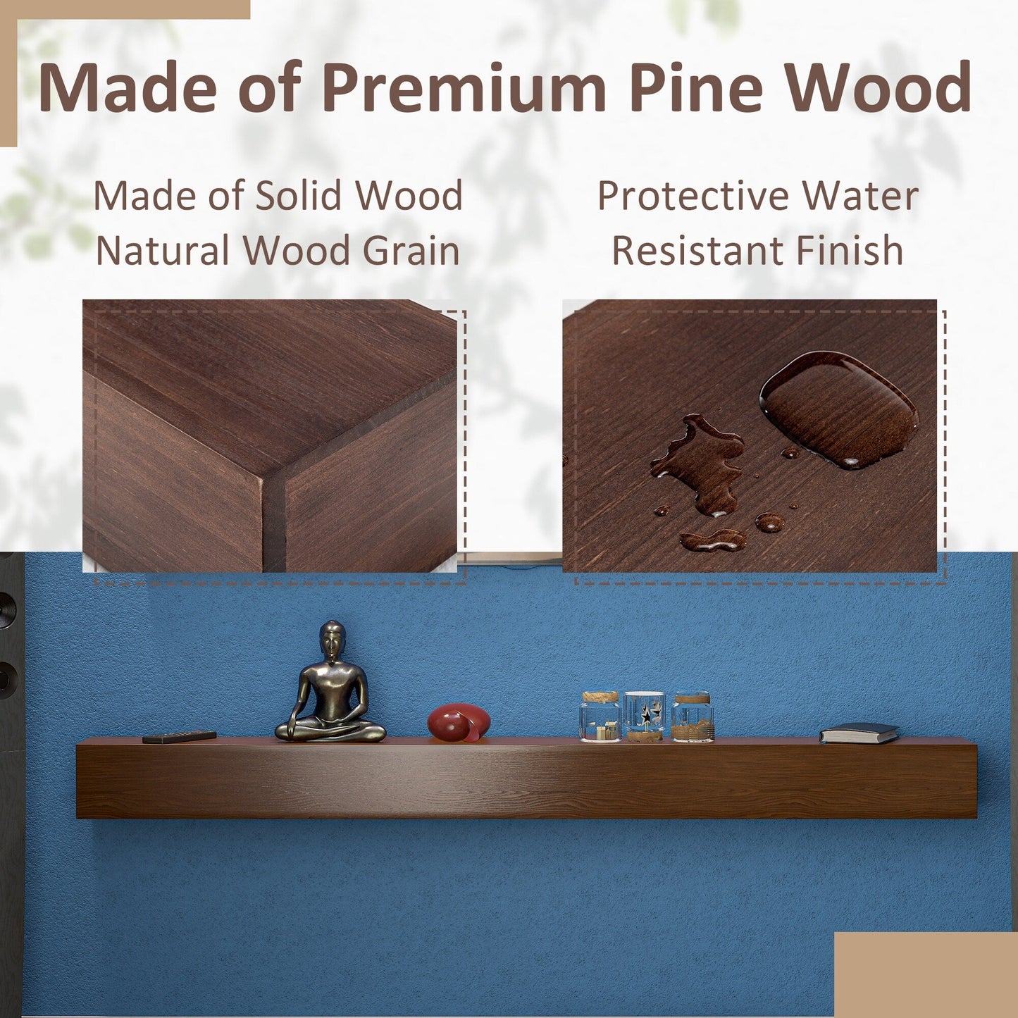 Étagère murale flottante pour manteau de cheminée en pin massif