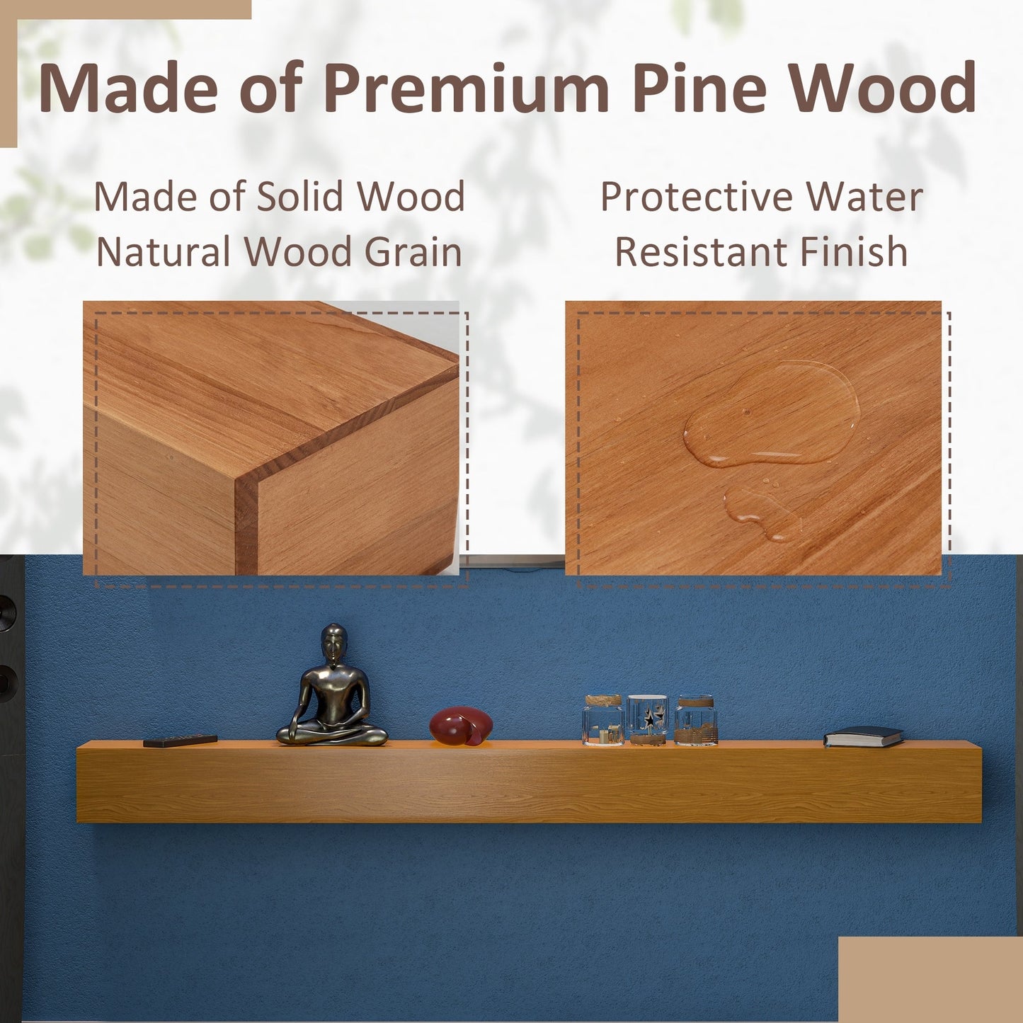 Étagère murale flottante pour manteau de cheminée en pin massif