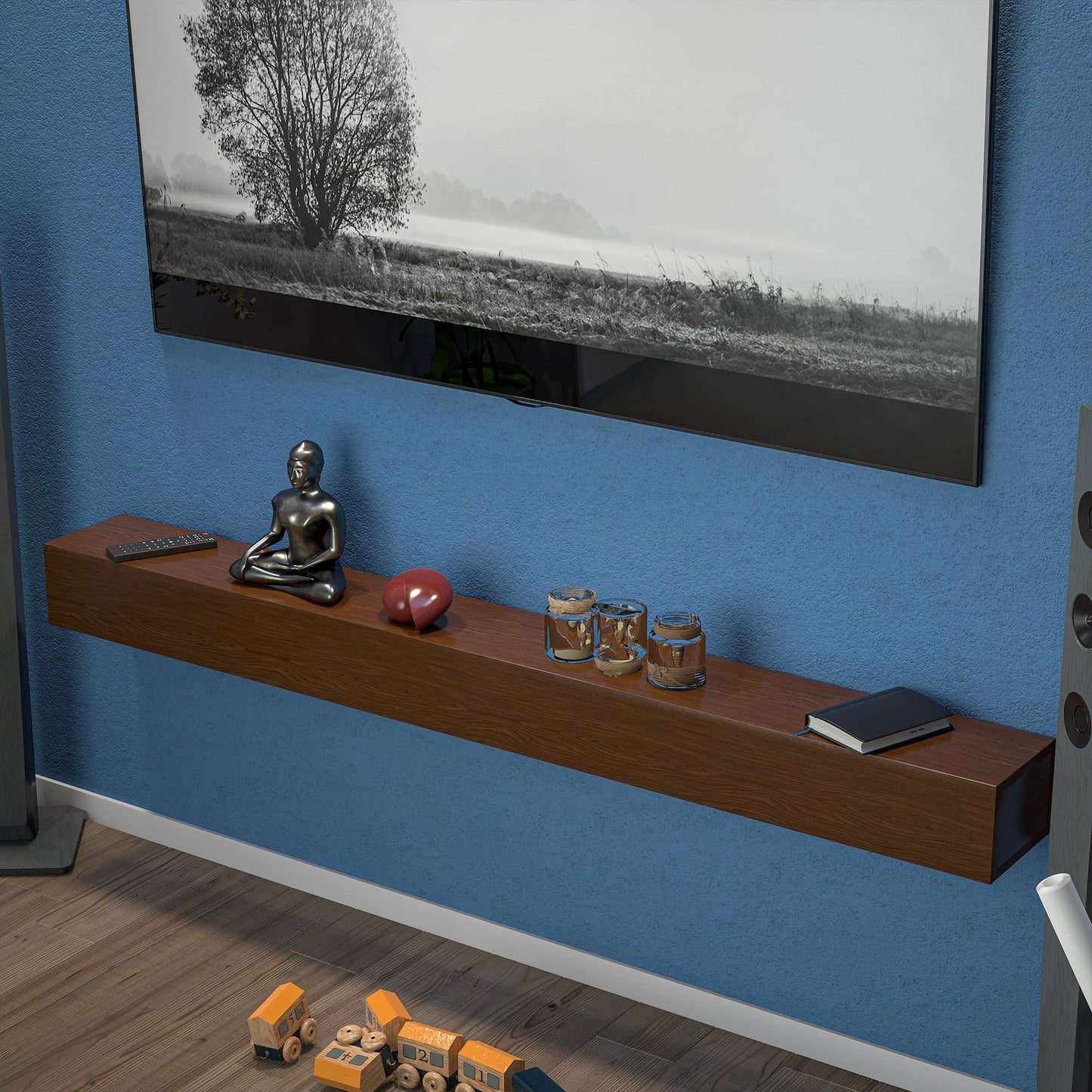 Étagère murale flottante pour manteau de cheminée en pin massif