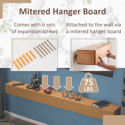 Étagère murale flottante pour manteau de cheminée en pin massif