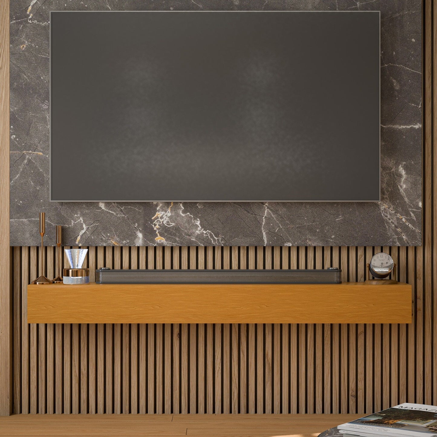 Étagère murale flottante pour manteau de cheminée en pin massif