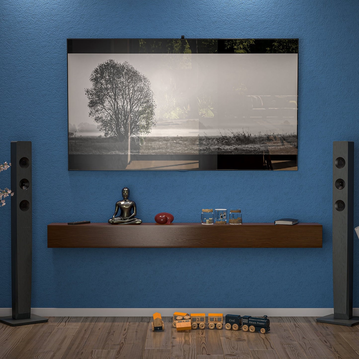 Étagère murale flottante pour manteau de cheminée en pin massif