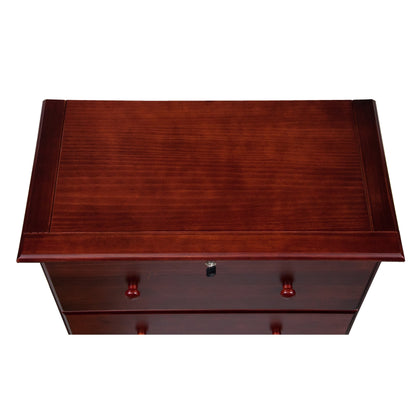 Palace Imports Coffre à 5 grands tiroirs en bois massif 100 %, avec serrure et poignées en métal ou en bois