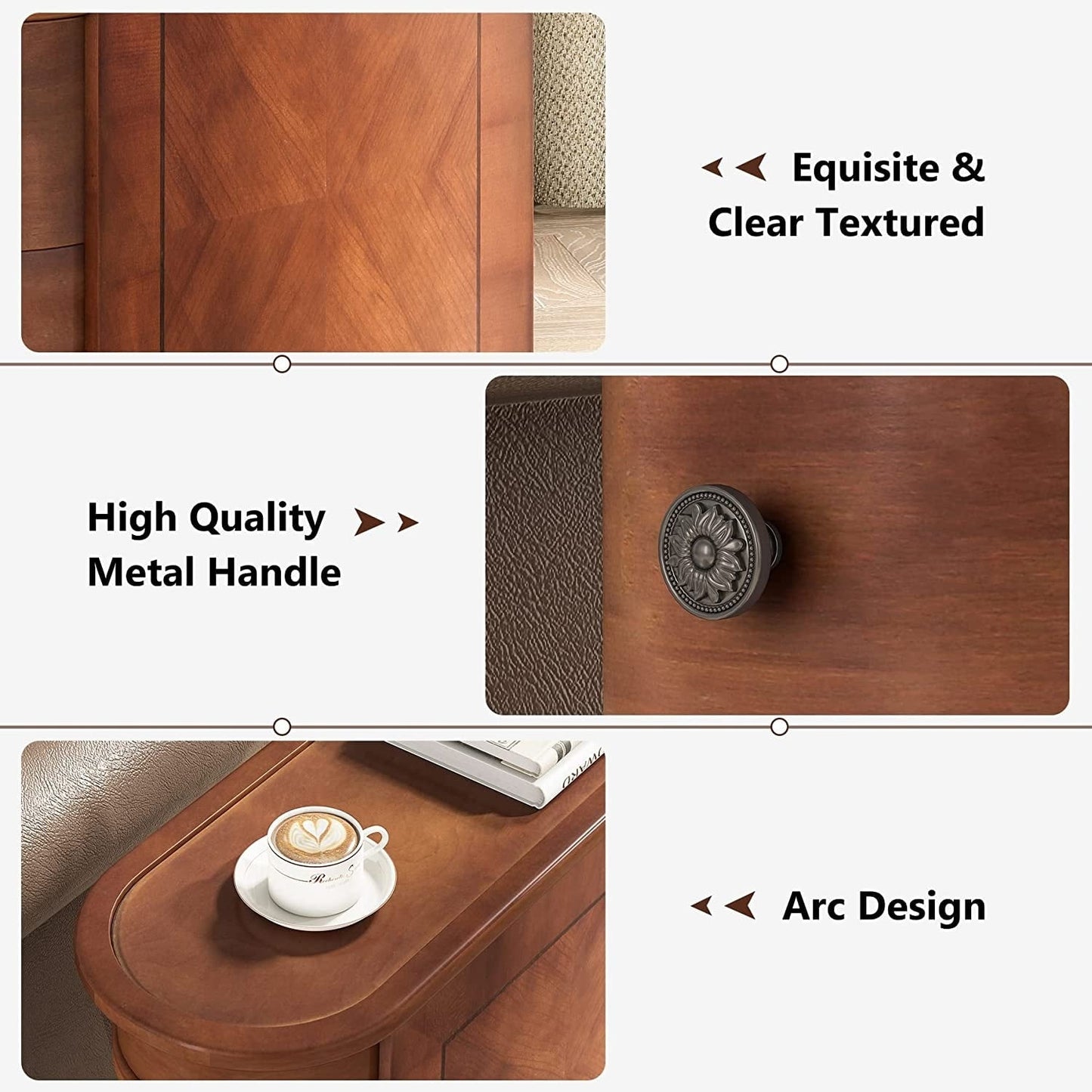 Table d'appoint en bois massif, table de chevet étroite à deux tiroirs, modèle Slim.