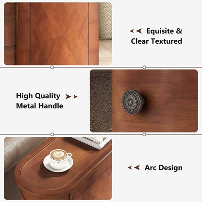 Table d'appoint en bois massif, table de chevet étroite à deux tiroirs, modèle Slim.