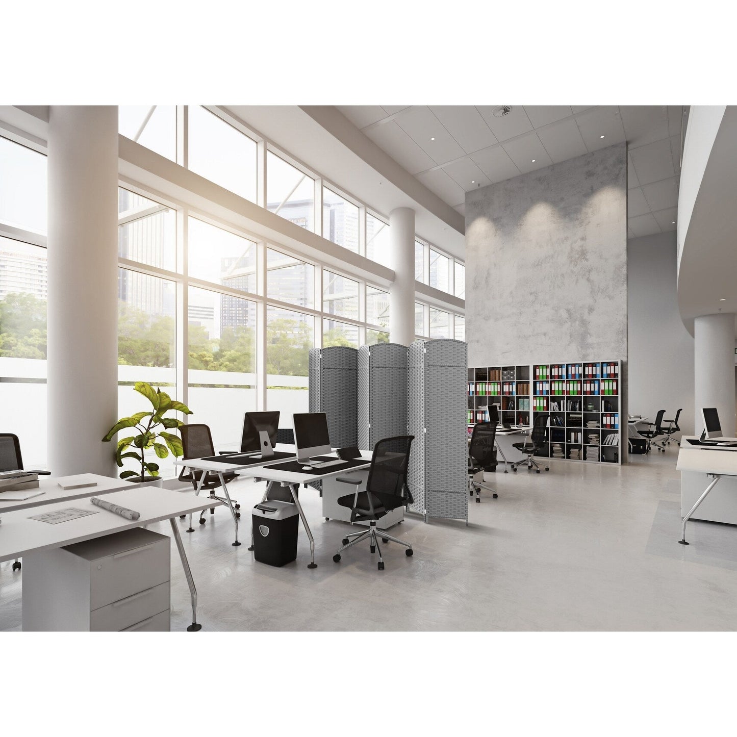 Sorbus Écran de séparation de pièce à 6 panneaux, grand écran de confidentialité, extra large, à double charnière, en maille tissée à la main, pliable - 6 pieds