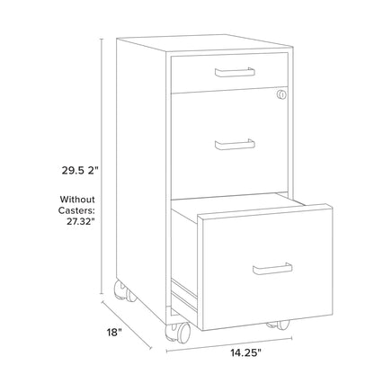 Armoire à dossiers métallique Space Solutions à 3 tiroirs, profondeur de 18 pouces