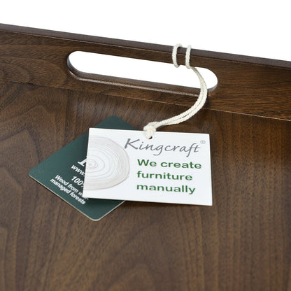 KINWELL Square Black Walnut Wood Serving Tray Ottoman Tray with Handles