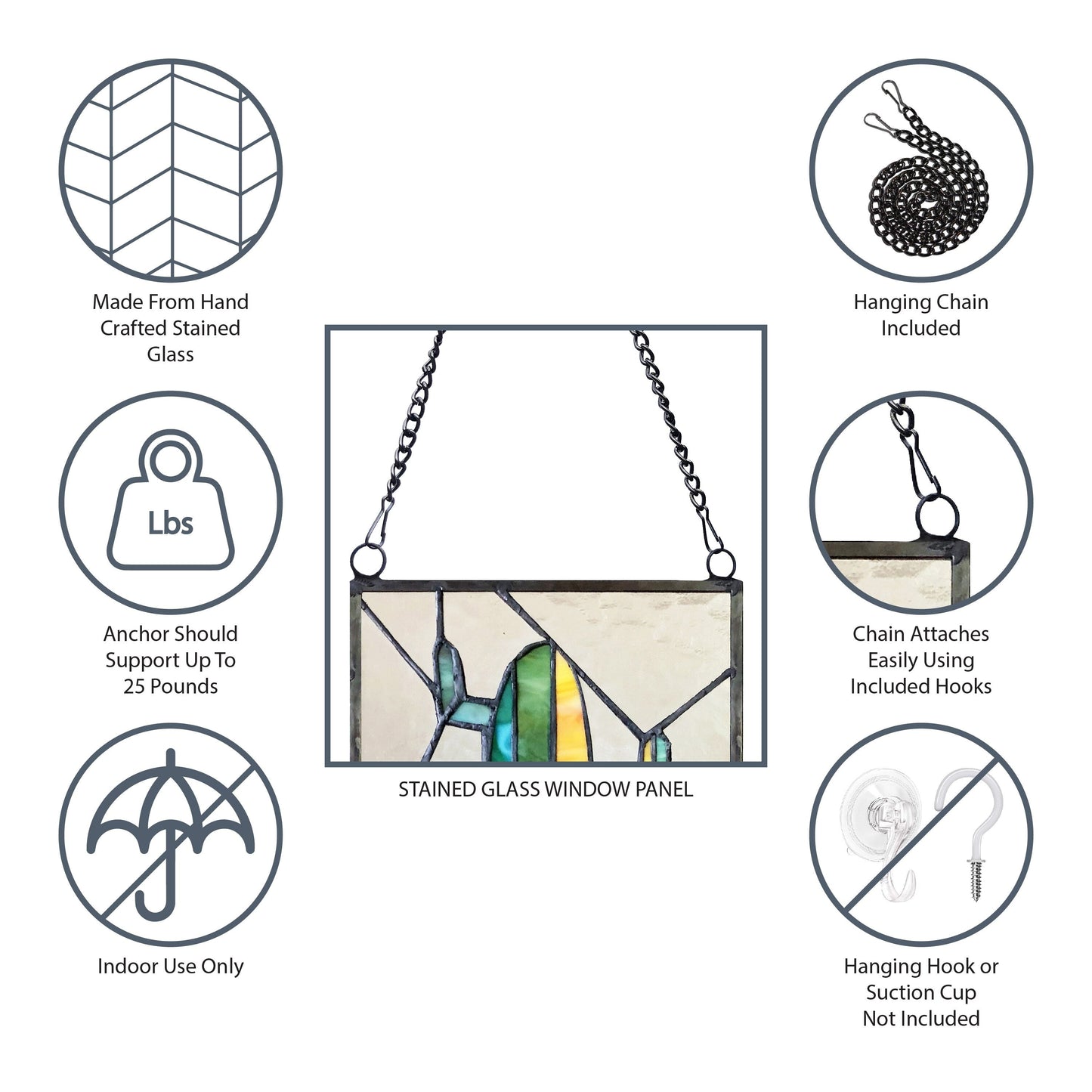 Panneau de fenêtre en verre dépoli victorien de 56 cm de haut de River of Goods