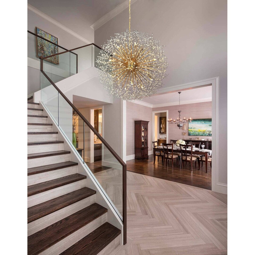 Luminaire à suspension en cristal à motif d'étoile, 47 pouces de large