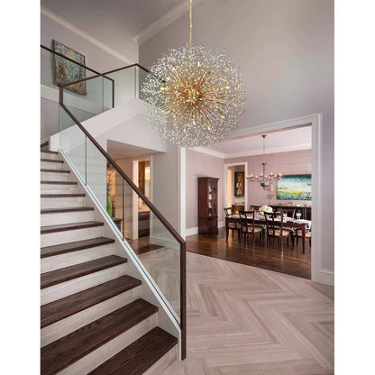 Luminaire à suspension en cristal à motif d'étoile, 47 pouces de large