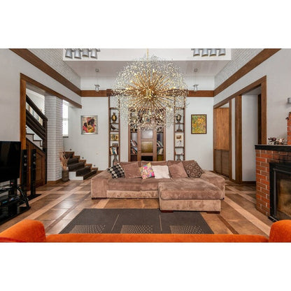 Luminaire à suspension en cristal à motif d'étoile, 47 pouces de large