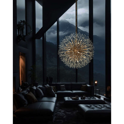 Luminaire à suspension en cristal à motif d'étoile, 47 pouces de large