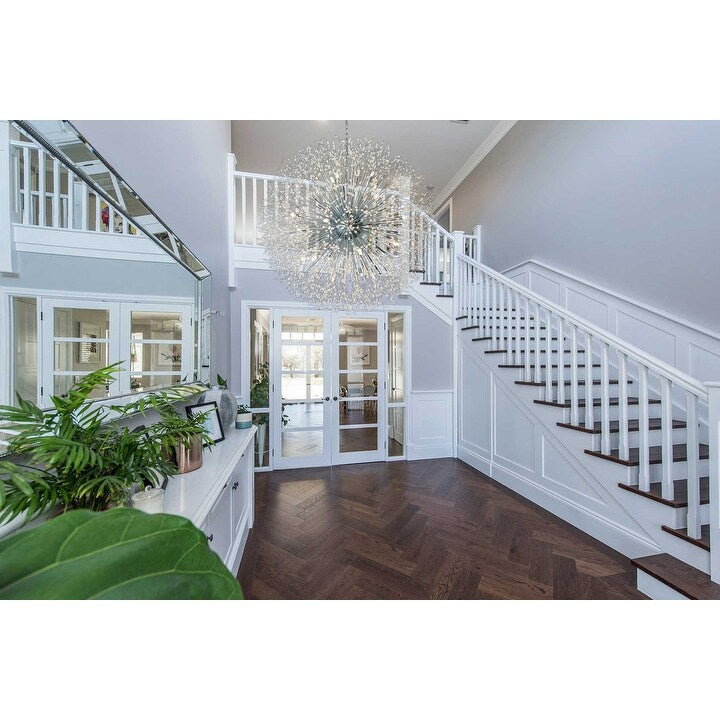 Luminaire à suspension en cristal à motif d'étoile, 47 pouces de large