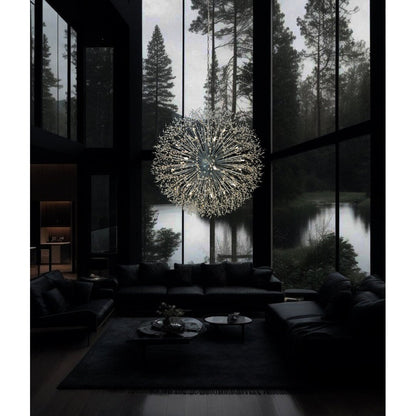 Luminaire à suspension en cristal à motif d'étoile, 47 pouces de large