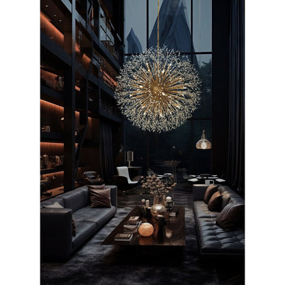 Luminaire à suspension en cristal à motif d'étoile, 47 pouces de large