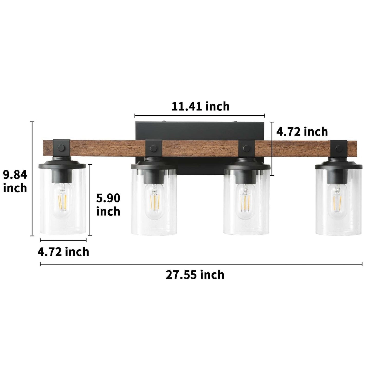 Starsky 2/3/4-Light Modern Farmhouse Dimmable Bathroom Glass Vanity Light with Clear Cylinder Shade