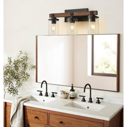 Starsky 2/3/4-Light Modern Farmhouse Dimmable Bathroom Glass Vanity Light with Clear Cylinder Shade