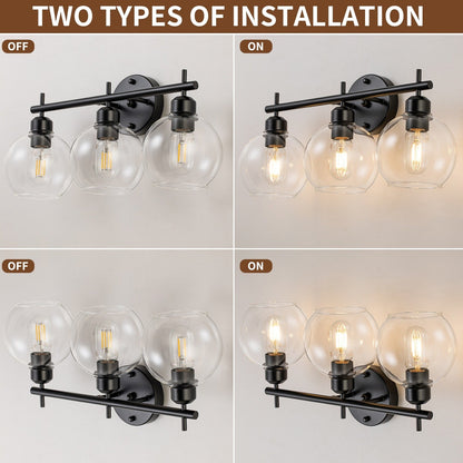 Starsky 4-Lights Modern Dimmable Bathroom Vanity Light with Globe Glass Shade