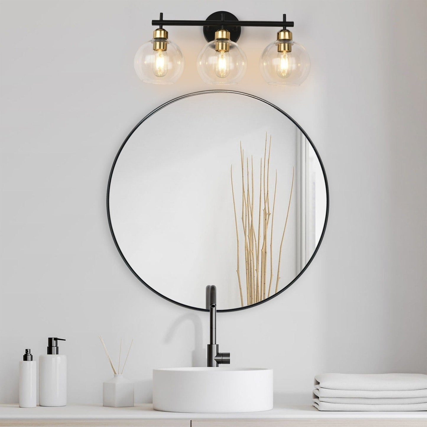 Starsky 4-Lights Modern Dimmable Bathroom Vanity Light with Globe Glass Shade