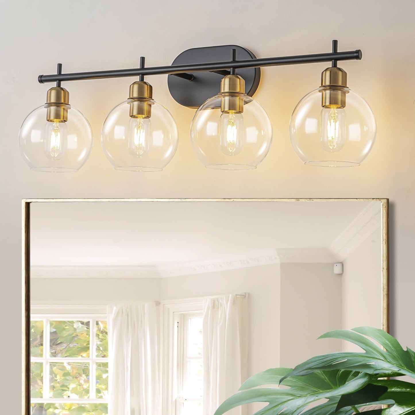 Starsky 4-Lights Modern Dimmable Bathroom Vanity Light with Globe Glass Shade