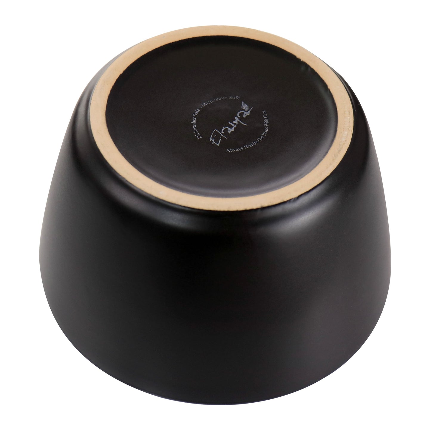 Service de vaisselle en grès 16 pièces, noir avec bord doré.