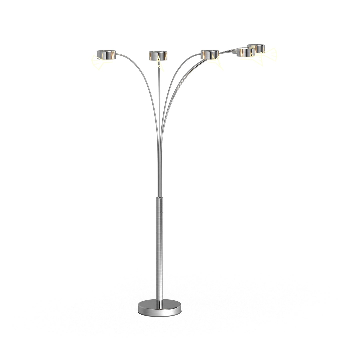 Lampadaire à 5 lumières à arche en acier brossé Charlie de Strick &amp; Bolton