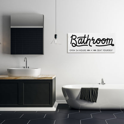 Stupell Seat Yourself Bathroom Sign Minimal Black White Canvas Wall Art