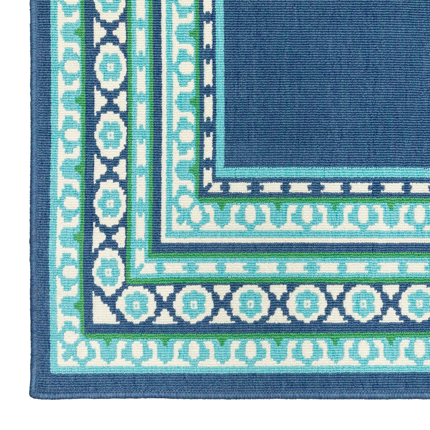 Style Haven Martinque Green Bordered Navy Indoor/ Outdoor Area Rug~