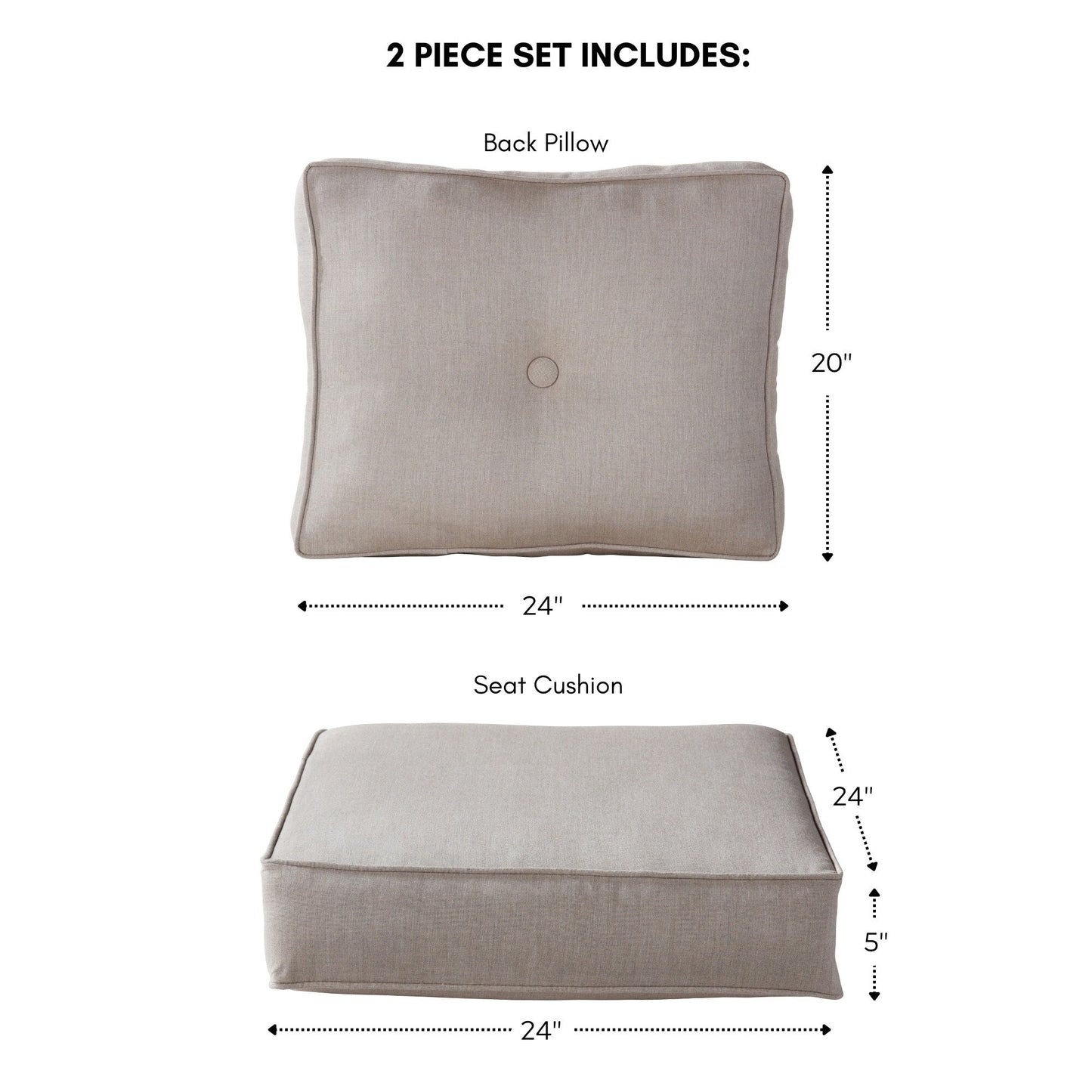 Ensemble de coussins d'extérieur Sunbrella Premium pour assise profonde, 2 pièces