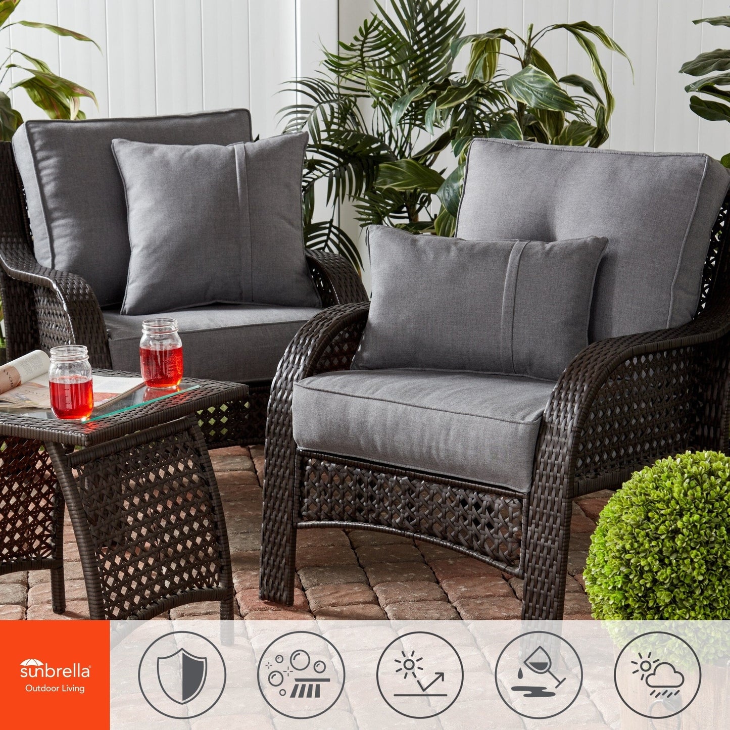 Ensemble de coussins d'extérieur Sunbrella Premium pour assise profonde, 2 pièces