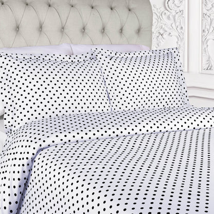 Superior Thread Count 600TC Polka Dot Cotton Blend Duvet Cover Set