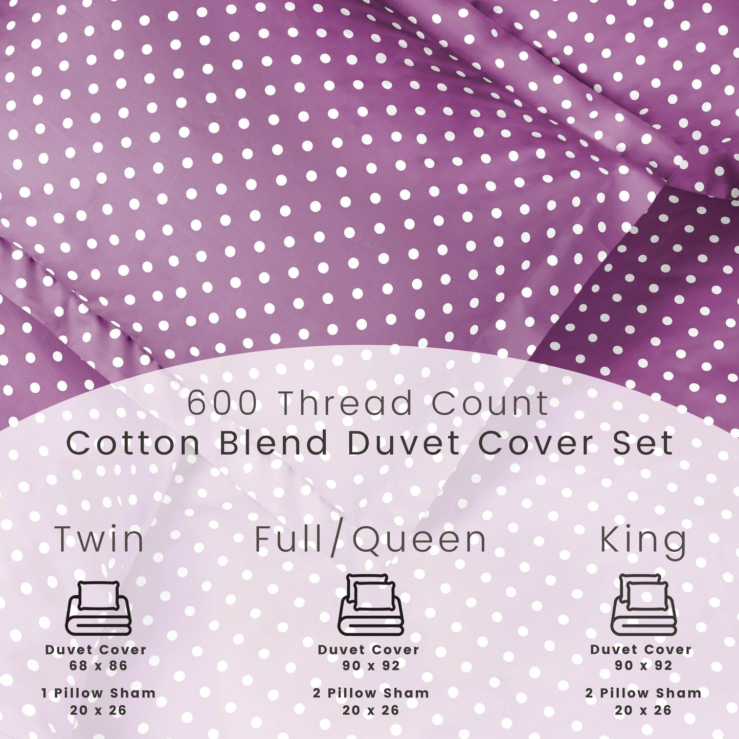 Superior Thread Count 600TC Polka Dot Cotton Blend Duvet Cover Set