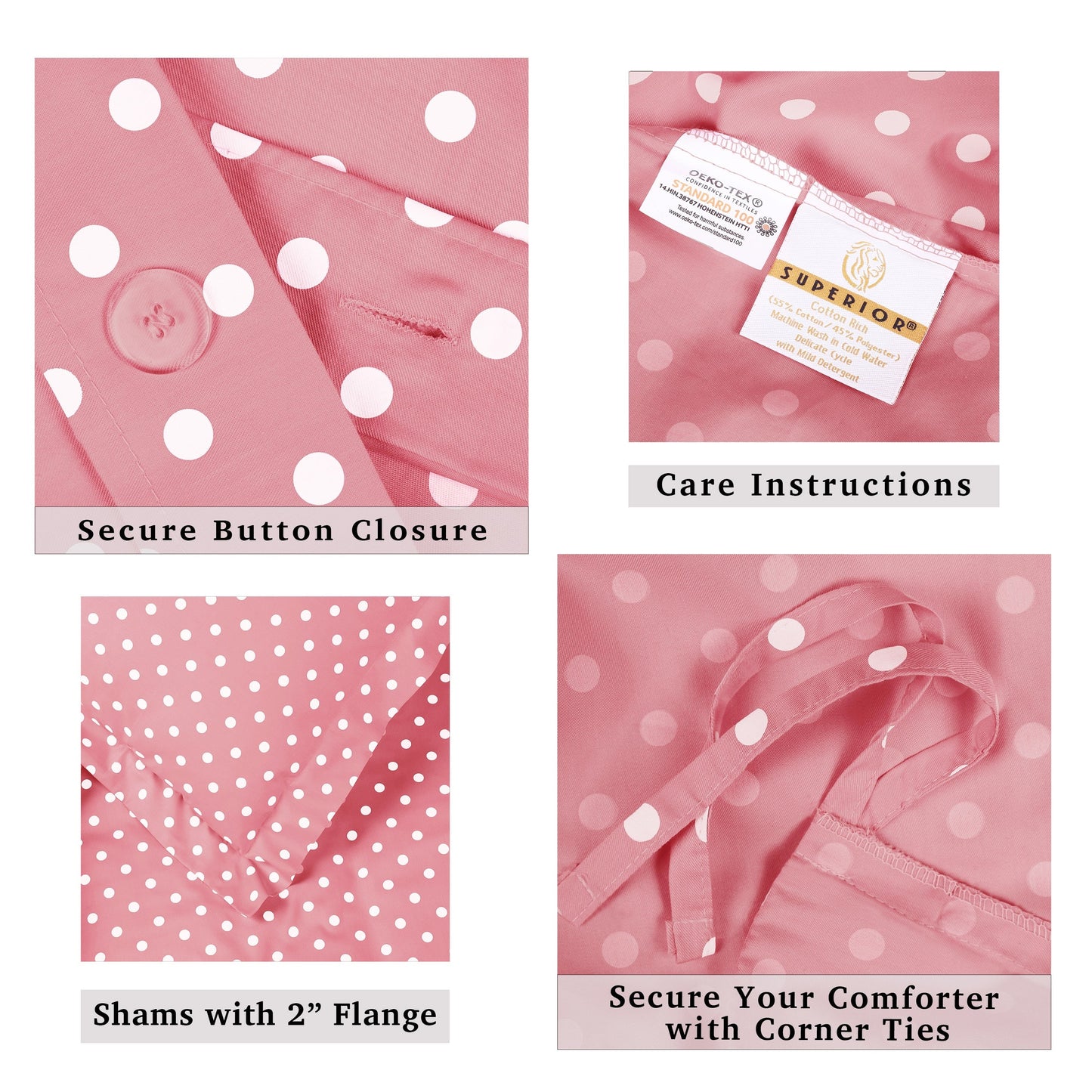 Superior Thread Count 600TC Polka Dot Cotton Blend Duvet Cover Set