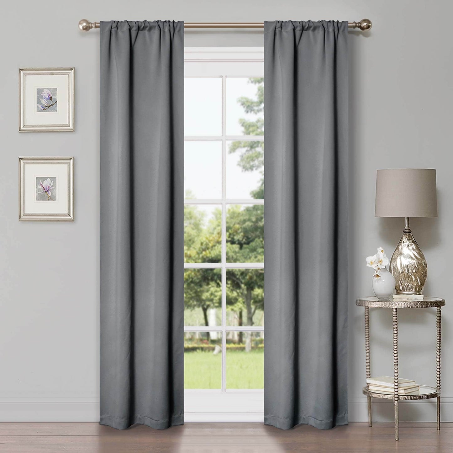 Superior Modern Solid Washable Room Darkening Blackout Curtains, Set of 2 Panels