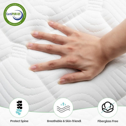 Matelas hybride en mousse à mémoire de forme avec gel, moelleux, respirant et rafraîchissant de 30 cm (12 po) de SweDrea, certifié CertiPUR-US, SGS et OEKO-TEX.