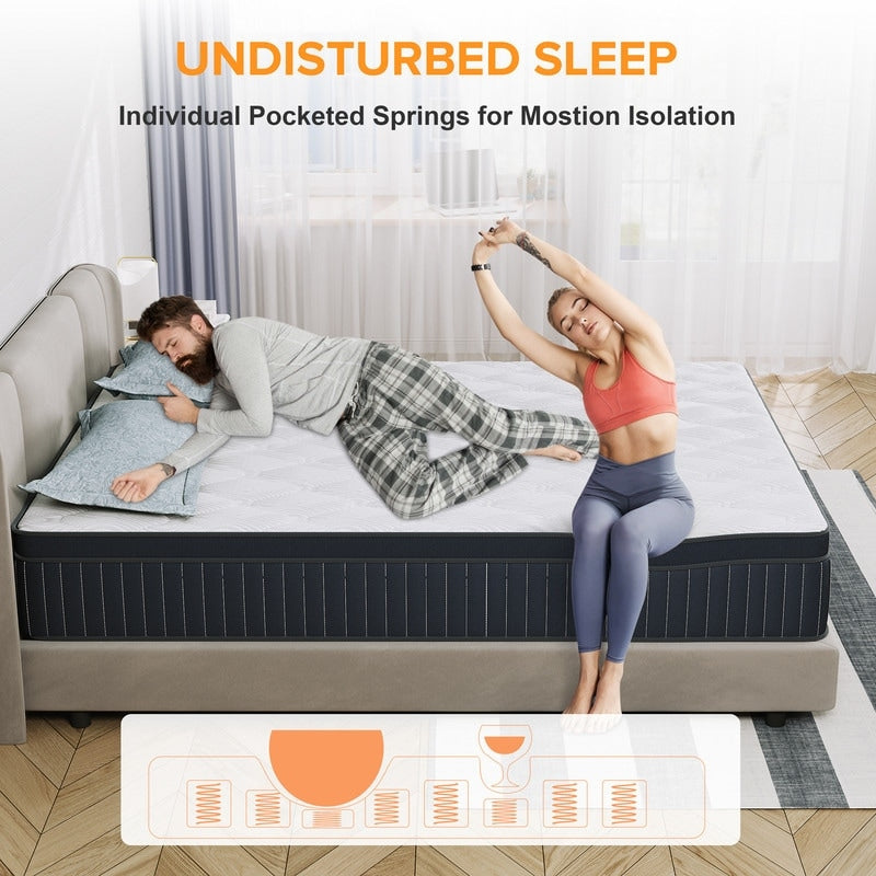 Matelas à ressorts SweDrea 12 pouces, fermeté moyenne, pour soulager les maux de dos et assurer un refroidissement optimal, certifié CertiPUR-US, SGS et OEKO-TEX.