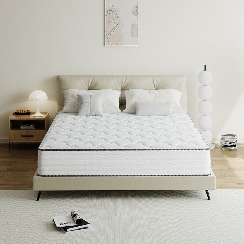 Matelas hybride en mousse à mémoire de forme avec gel, 8/12 pouces, fermeté moyenne, respirant et rafraîchissant, certifié CertiPUR-US, SGS et OEKO-TEX.